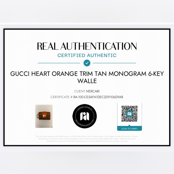 💯 GUCCI Heart Orange Trim Tan Monogram 6-Key Walle on offmarket mini bag w/ aut - Picture 13 of 13